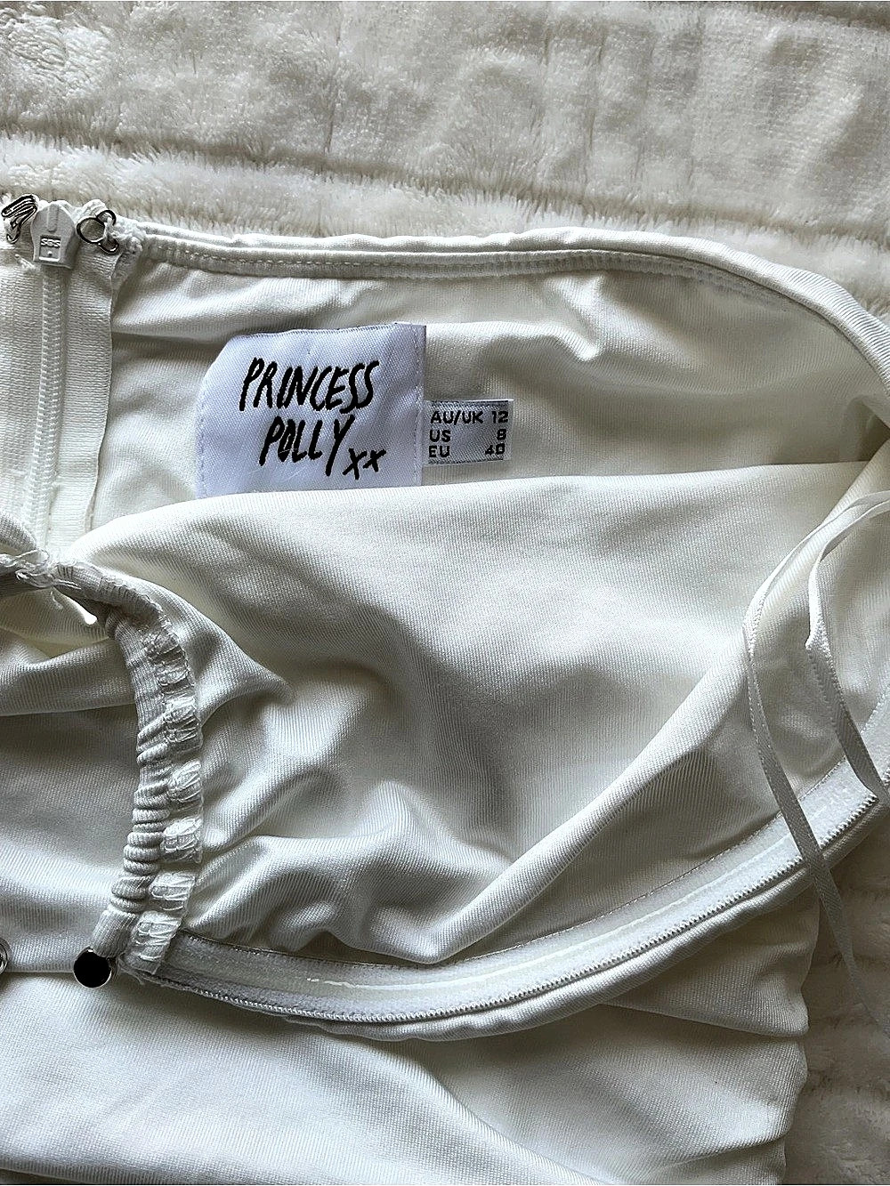 Princess Polly Ruched Scrunch Mini Dress Ivory White Cutout Size 8